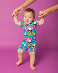 Baby Kids Bamboo Pajamas — Dead Serious Shortie Romper — Image 1