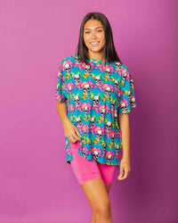 Baby Kids Bamboo Pajamas — Dead Serious Women's Oversized T-Shirt & Biker Shorts Set — Image 1