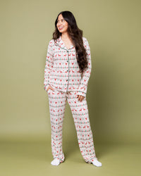 Baby Kids Bamboo Pajamas — Deer to Dream Women's Long Sleeve Collar Shirt & Pants Pajama Set — Image 1