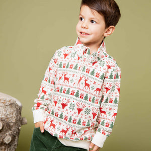 Baby Kids Bamboo Pajamas — Deer to Dream 1/4 Zip Pullover Sweatshirt — Image 1