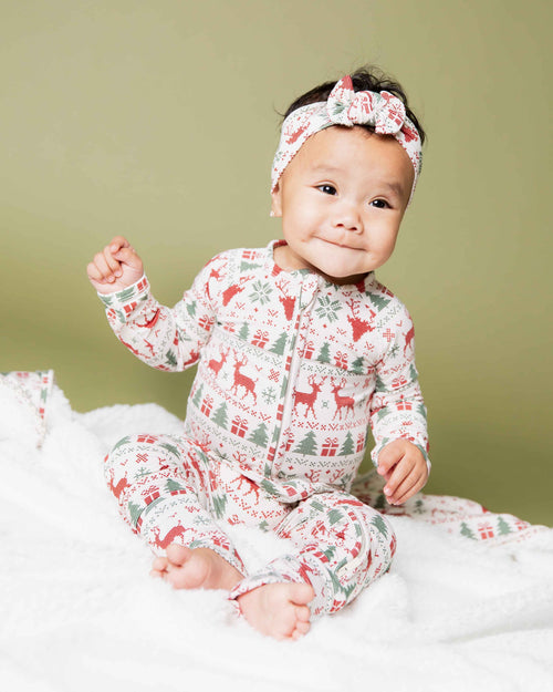 Baby Kids Bamboo Pajamas — Deer to Dream Headwrap — Image 4
