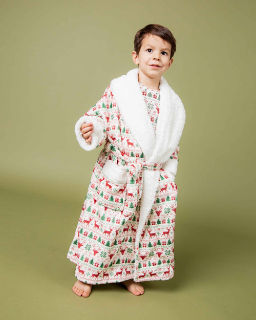 Baby Kids Bamboo Pajamas — Deer to Dream Kids Plush Robe — Image 1