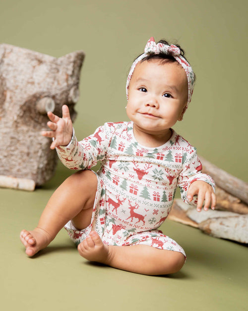 Baby Kids Bamboo Pajamas — Deer to Dream Long Sleeve Ruffle Dress — Image 1
