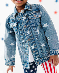Baby Kids Bamboo Pajamas — Navy Star Denim Star Jacket — Image 1