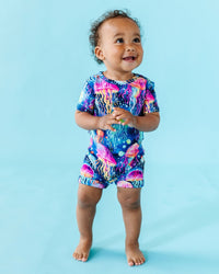 Baby Kids Bamboo Pajamas — Don't Be Jelly Shortie Romper — Image 1