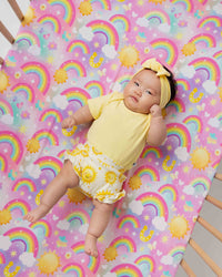 Baby Kids Bamboo Pajamas — Dream in Color Crib Sheet — Image 1