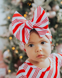 Baby Kids Bamboo Pajamas — Candy Cane Biggie Bow — Image 1