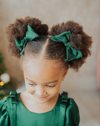 Baby Kids Bamboo Pajamas — Green Velvet Woven Piggy Clip Set — Image 1