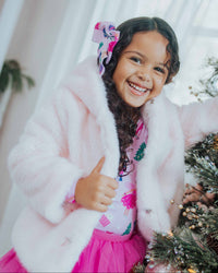 Baby Kids Bamboo Pajamas — Fur Jacket with Hood - Light Pink — Image 1
