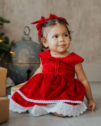 Baby Kids Bamboo Pajamas — Red Velvet Dress — Image 1