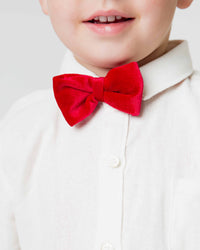 Baby Kids Bamboo Pajamas — Ruby Velvet Bow Tie — Image 1
