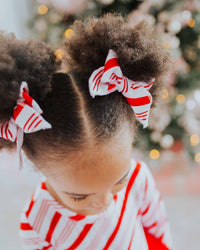 Baby Kids Bamboo Pajamas — Candy Cane Woven Piggy Clip Set — Image 1