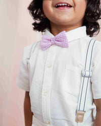 Baby Kids Bamboo Pajamas — Pink Gingham Bow Tie — Image 1