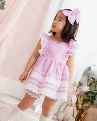 Baby Kids Bamboo Pajamas — Pink Gingham Tiered Ruffle Dress — Image 1