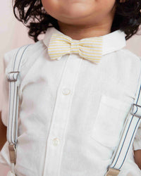 Baby Kids Bamboo Pajamas — Yellow Seersucker Bow Tie — Image 1