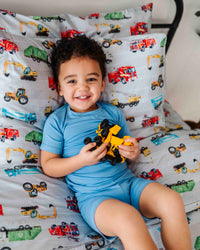 Baby Kids Bamboo Pajamas — Keep on Truckin' Duvet Cover Set — Image 1
