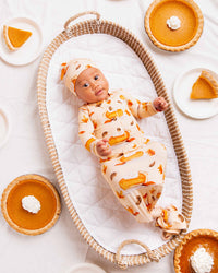 Baby Kids Bamboo Pajamas — Easy As Pie Knotted Gown & Beanie Set — Image 1
