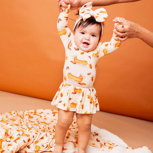 Baby Kids Bamboo Pajamas — Easy As Pie Long Sleeve Ruffle Dress — Image 1