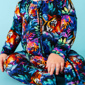 Baby Kids Bamboo Pajamas — Easy Tiger Footie — Image 1