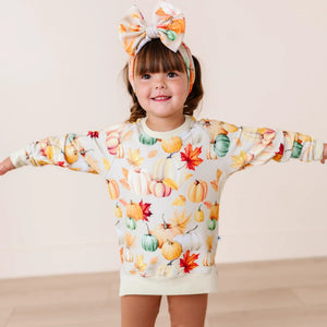 Baby Kids Bamboo Pajamas — Fall Or Nothing Crew Neck Sweatshirt — Image 1