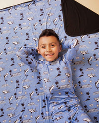 Baby Kids Bamboo Pajamas — Shark Week™ Feelin' Fin-tastic Bum Bum Blanket — Image 1