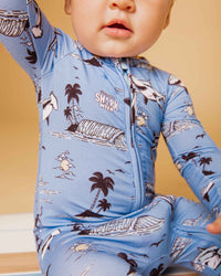 Baby Kids Bamboo Pajamas — Shark Week™ Feelin' Fin-tastic Convertible Romper — Image 1
