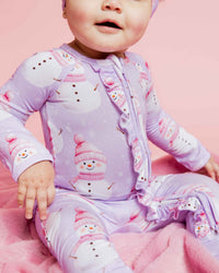 Baby Kids Bamboo Pajamas — Feelin' Snow Pretty Convertible Ruffle Romper — Image 1