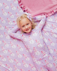Baby Kids Bamboo Pajamas — Feelin' Snow Pretty Ruffled Minky Blanket — Image 1
