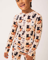 Baby Kids Bamboo Pajamas — Feline Spooky Long Sleeve Pajama Set — Image 1