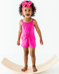 Baby Kids Bamboo Pajamas — Flamingo Pink Romper — Image 1