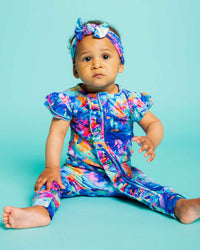 Baby Kids Bamboo Pajamas — Current Crew Cap Sleeve Romper — Image 1