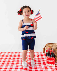 Baby Kids Bamboo Pajamas — Freedom Stripe Sleeveless Top and Biker Shorts Set — Image 1
