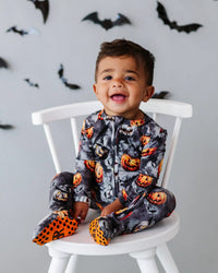 Baby Kids Bamboo Pajamas — Fright Club Footie — Image 1