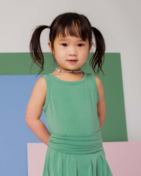 Baby Kids Bamboo Pajamas — Turf Green Racerback Top — Image 1