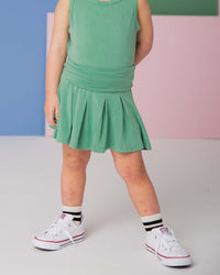 Baby Kids Bamboo Pajamas — Turf Green Girls Skort — Image 1