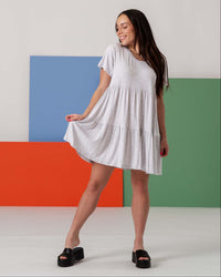 Baby Kids Bamboo Pajamas — Heather Grey Women's Short Sleeve Dress — Image 1