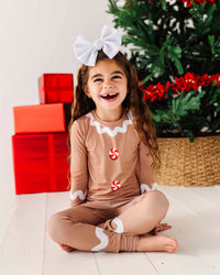 Baby Kids Bamboo Pajamas — Gingerbread Bamboo Pajama Set — Image 1