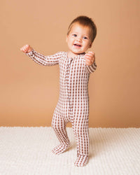 Baby Kids Bamboo Pajamas — Gingham Style Convertible Romper — Image 1