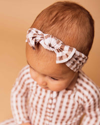 Baby Kids Bamboo Pajamas — Gingham Style Headwrap — Image 1