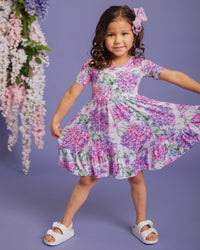 Baby Kids Bamboo Pajamas — You Had Me At Hydrangea Girls Dress & Shorts Set — Image 1