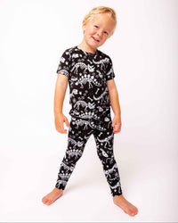 Baby Kids Bamboo Pajamas — Glow Extinct Short Sleeve Pajama Set — Image 1