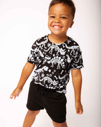 Baby Kids Bamboo Pajamas — Glow Extinct Short Sleeve T-Shirt & Shorts Set — Image 1