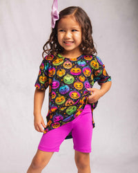 Baby Kids Bamboo Pajamas — Glow Hard or Glow Home Girls Oversized T-Shirt & Biker Shorts Set — Image 1