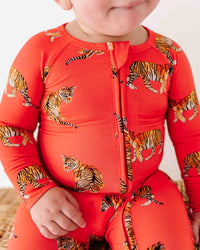 Baby Kids Bamboo Pajamas — Go Get 'Em Tiger Convertible Romper — Image 1