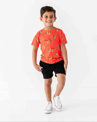 Baby Kids Bamboo Pajamas — Go Get 'Em Tiger Short Sleeve T-Shirt and Shorts Set — Image 1