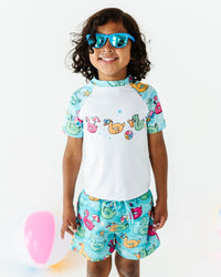 Baby Kids Bamboo Pajamas — Go With The Float Rash Guard Short Sleeve Top — Image 1