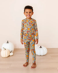 Baby Kids Bamboo Pajamas — Gobble 'til You Wobble Two-Piece Pajama Set - Green — Image 1