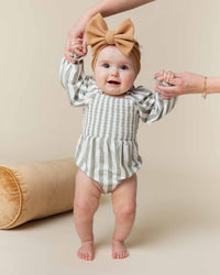 Baby Kids Bamboo Pajamas — Grow With The Flow Smocked Bubble Romper — Image 1