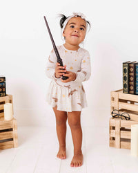 Baby Kids Bamboo Pajamas — Harry Potter™ Hedwig’s Flight Ruffle Dress — Image 1