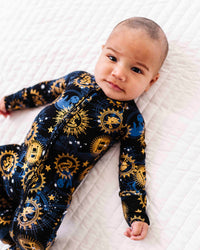 Baby Kids Bamboo Pajamas — Harry Potter™ Hogwarts Night Sky Convertible Romper — Image 1